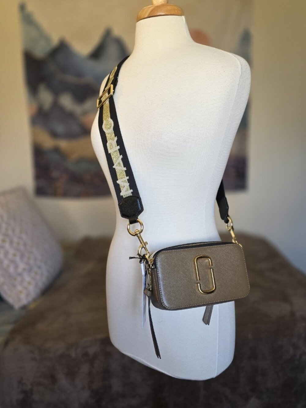 Marc Jacobs Snapshot Camera Bag French Grey Taupe Leather Crossbody Purse NWT - Picture 5 of 16